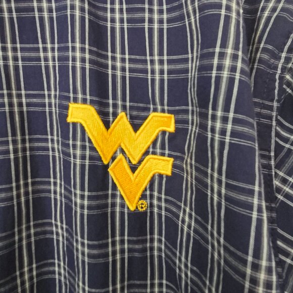West Virginia Mountaineers Men's Pro Edge Button Down Shirt Navy White Sz XL - Picture 2 of 5